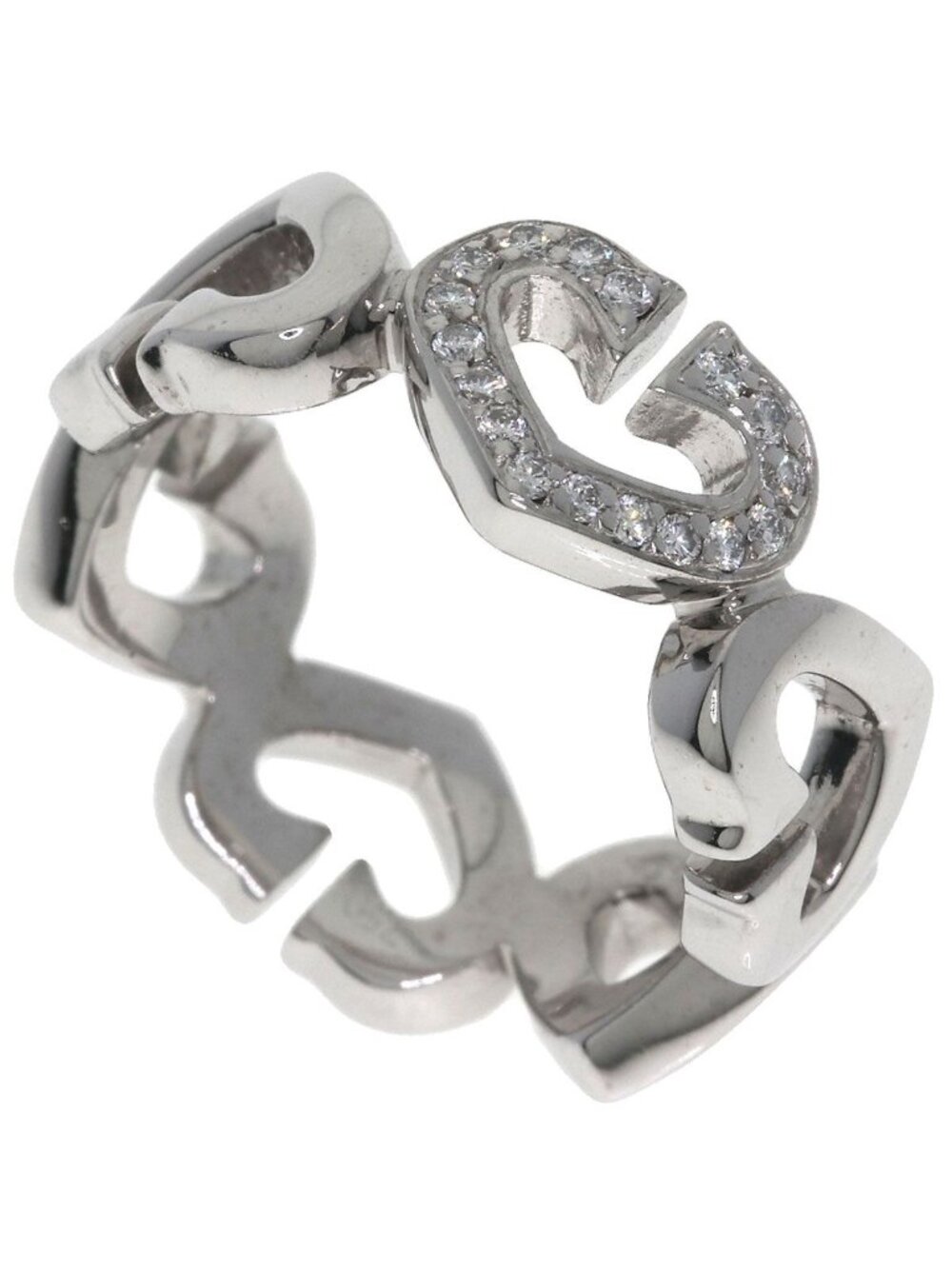 Cartier C Heart Diamond 47 Ring 18k White Gold